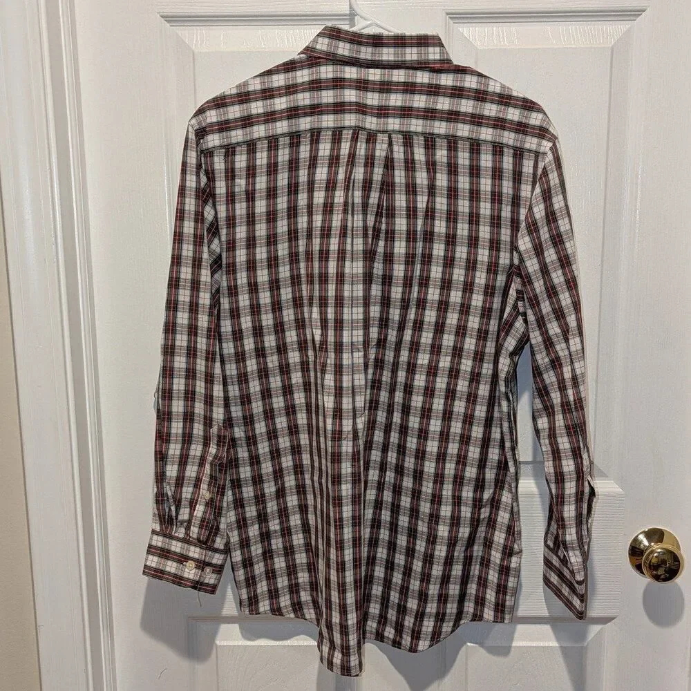 Croft & Barrow‎ Size Medium 15.5-16 Red White Green Plaid Button Front Shirt